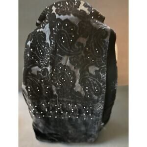 Lord & Taylor Vtg Womens Silk Blend Velvet Burnout Scarf Black Cocktail Formal